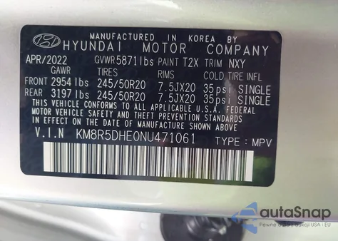 2022 Hyundai Palisade Limited from USA, damaged, VIN KM8R5DHE0NU471061